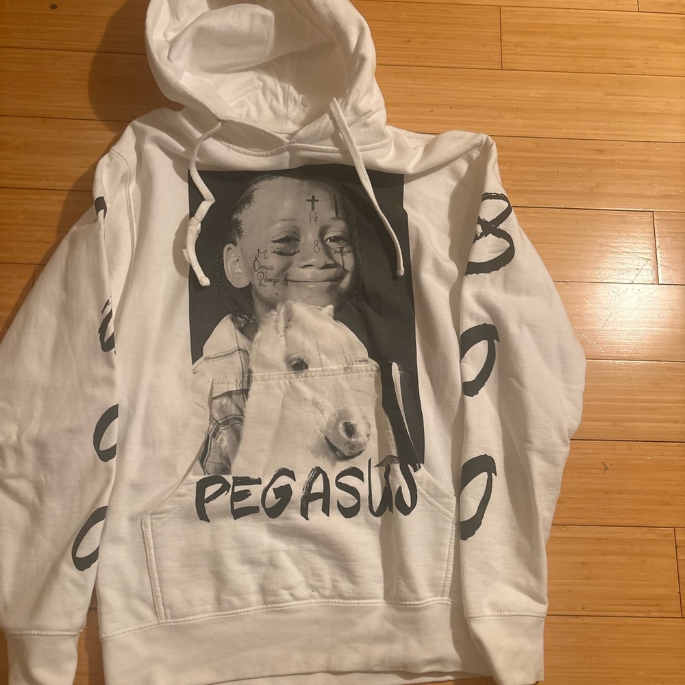 White Hoodie with Pegasus Graphic